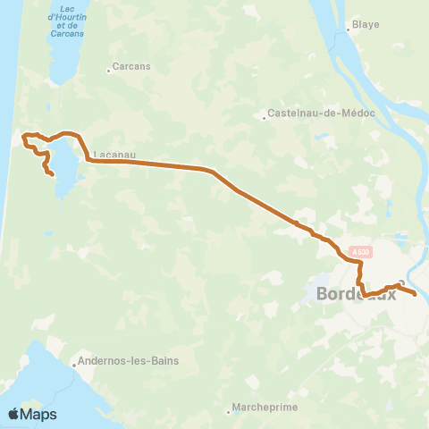 Nouvelle-Aquitaine Cars 33 Bordeaux - Lacanau map