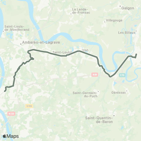 Nouvelle-Aquitaine Cars 33 Bordeaux Buttiniere - Libourne par St Lo map