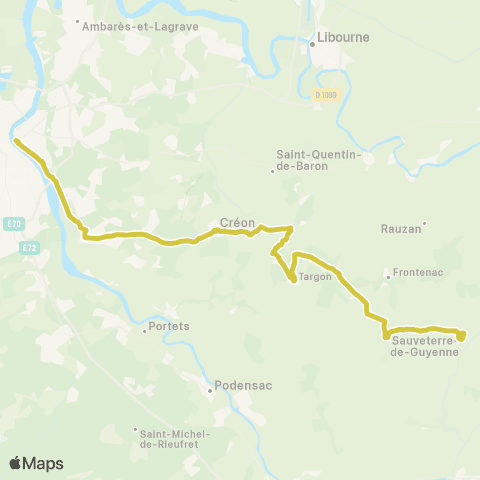 Nouvelle-Aquitaine Cars 33 Bordeaux Stalingrad - Sauveterre par TAR map