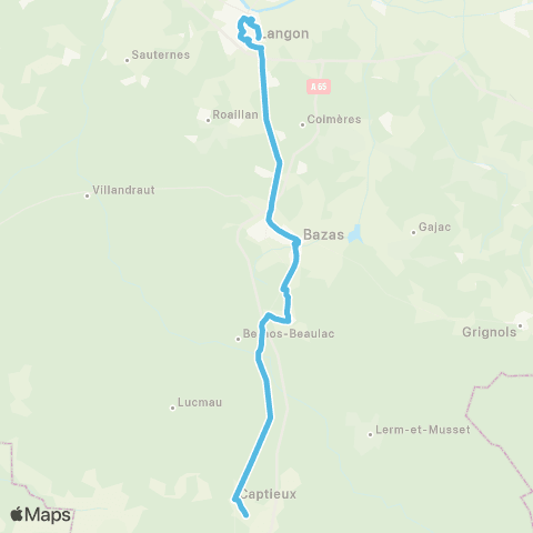 Nouvelle-Aquitaine Cars 33 Langon - Captieux map