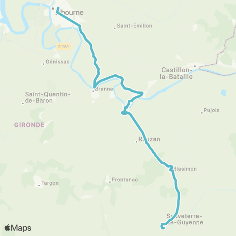 Nouvelle-Aquitaine Cars 33 Libourne - Sauveterre map