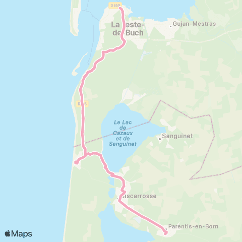 Nouvelle-Aquitaine Cars 40 Parentis - Arcachon map