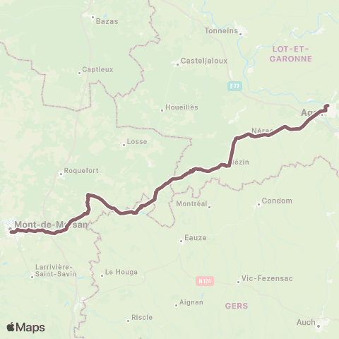 Nouvelle-Aquitaine Cars 47 Agen - Mont de Marsan map