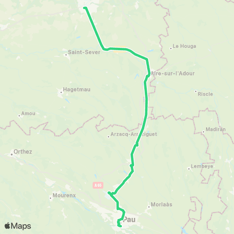 Nouvelle-Aquitaine Cars 64 Pau Aire / Adour - Pau Mt de Marsan map