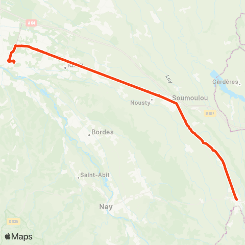 Nouvelle-Aquitaine Cars 64 Pau - Pontacq map