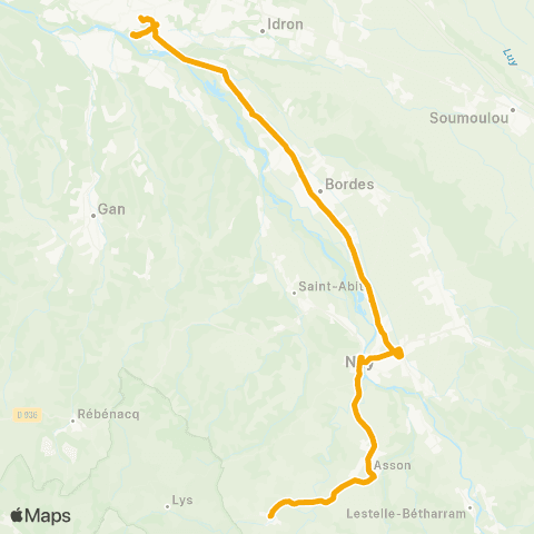 Nouvelle-Aquitaine Cars 64 Pau - Asson - Bruges map