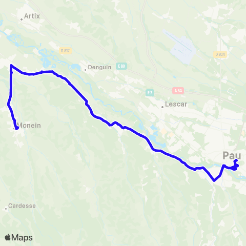 Nouvelle-Aquitaine Cars 64 Pau - Monein map