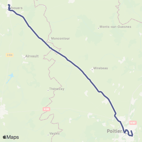 Nouvelle-Aquitaine Cars 79 Thouars Poitiers map