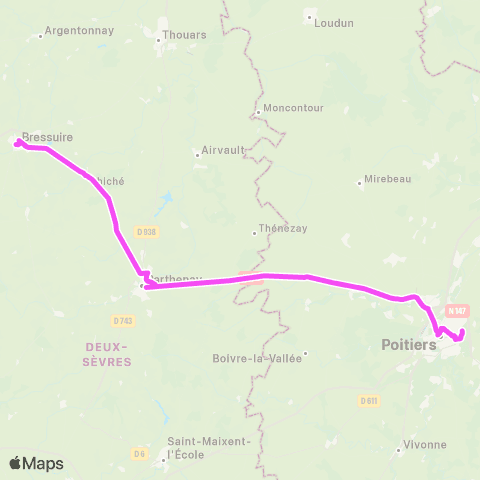 Nouvelle-Aquitaine Cars 79 Bressuire - Parthenay - Poitiers map