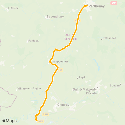 Nouvelle-Aquitaine Cars 79 Parthenay - Niort map