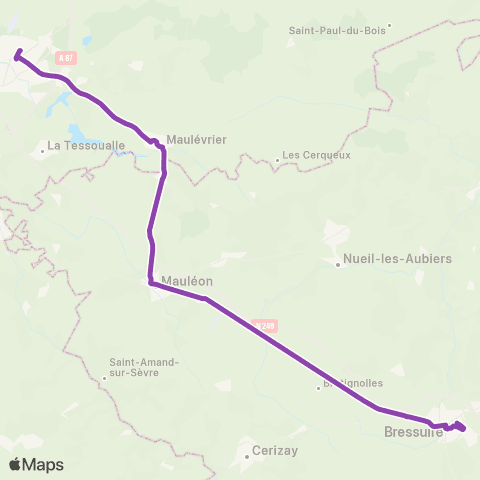 Nouvelle-Aquitaine Cars 79 Cholet - Bressuire map