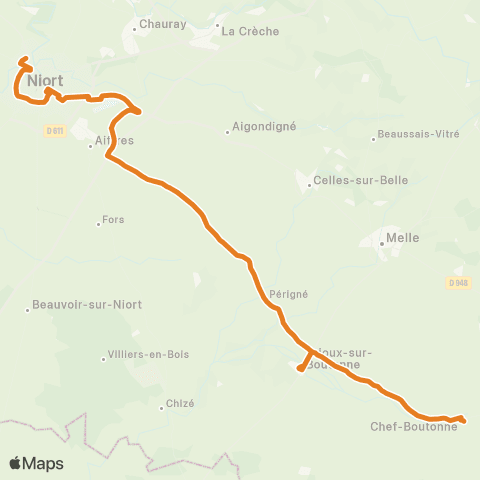 Nouvelle-Aquitaine Cars 79 Chef-Boutonne - Niort map