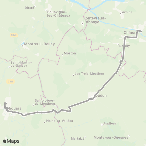 Nouvelle-Aquitaine Cars 86 Thouars - Loudun - Chinon map