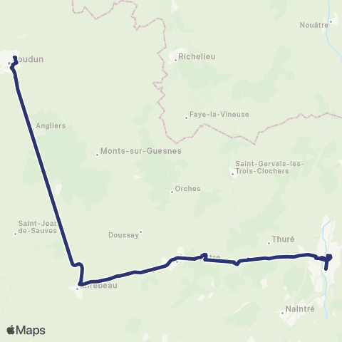 Nouvelle-Aquitaine Cars 86 Loudun - Chatellerault map