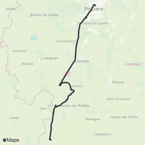 Nouvelle-Aquitaine Cars 86 Valence en Poitou - Poitiers map