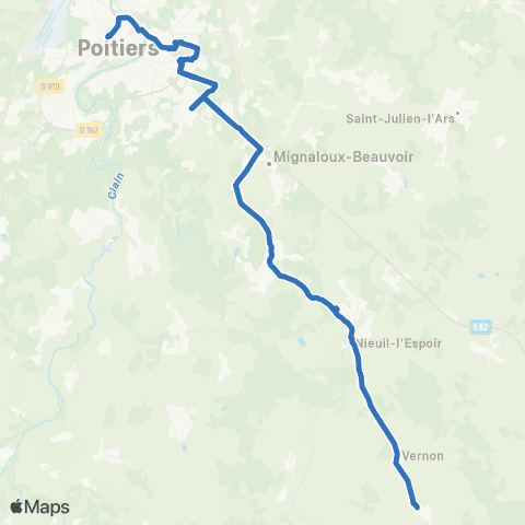 Nouvelle-Aquitaine Cars 86 Vernon - Poitiers map