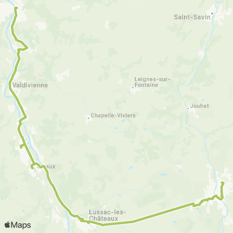 Nouvelle-Aquitaine Cars 86 Chauvigny - Civaux - Montmorillon map