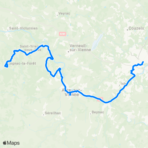 Nouvelle-Aquitaine Cars 87 Cognac la Forêt - Limoges map