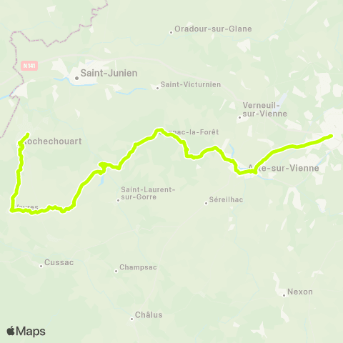 Nouvelle-Aquitaine Cars 87 Rochechouart - Vayres - Limoges map