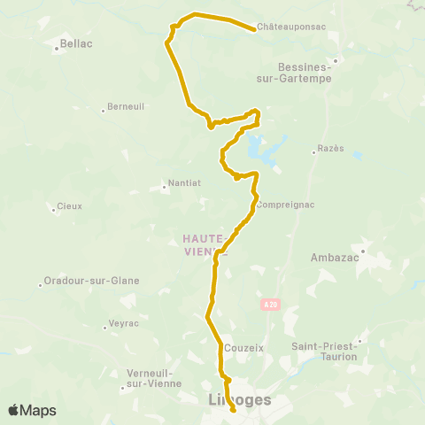 Nouvelle-Aquitaine Cars 87 Châteauponsac - Limoges map