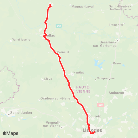 Nouvelle-Aquitaine Cars 87 Le Dorat - Bellac - Limoges map