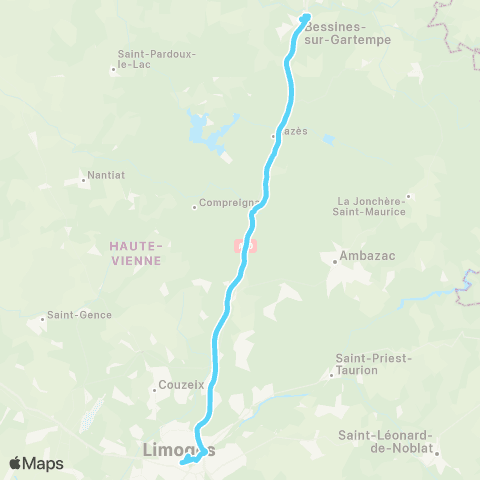 Nouvelle-Aquitaine Cars 87 Bessines - Limoges map