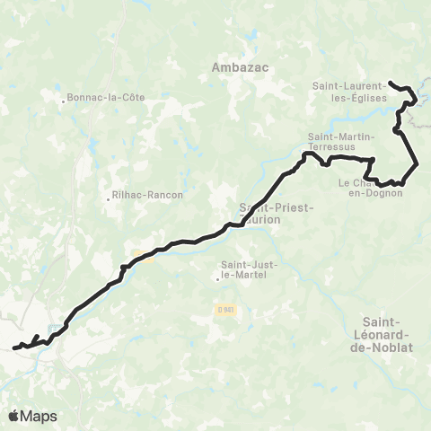 Nouvelle-Aquitaine Cars 87 Saint Laurent les Églises - Limoges map
