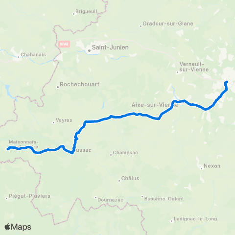 Nouvelle-Aquitaine Cars 87 Maisonnais s/ Tardoire - St Mathieu - Limoges map