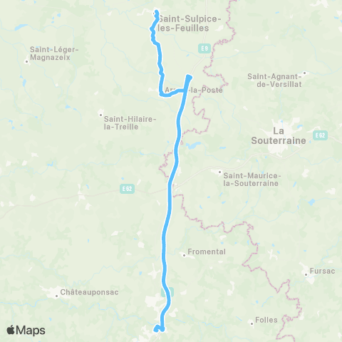 Nouvelle-Aquitaine Cars 87 TAD - St-Sulpice les Feuilles - Bessines s/ Gartempe map