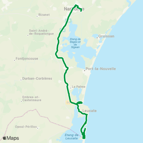 Citibus Leucate > Sigean > Narbonne map