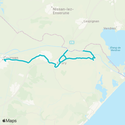 Citibus Les Cabanes - Fleury-d'Aude - Collège Les Mailheuls map