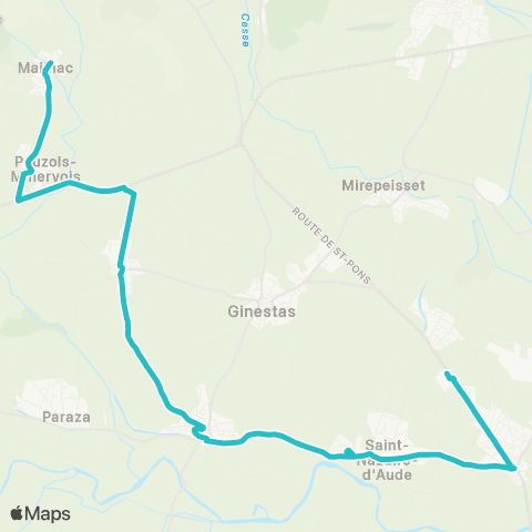 Citibus Mailhac - Pouzois-Minervois - Ste-Valière - Paraza - Ventenac-en-Minervois - St-Nazaire-d'Aude - St-Marcel-s/-Aude - Collège Marcelin Albert map