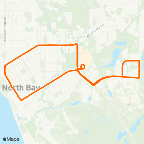North Bay Transit Birchaven Overload map