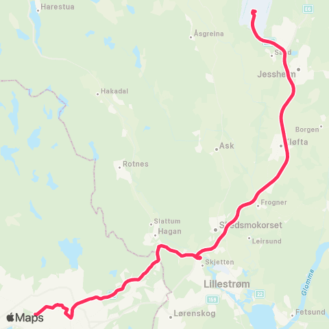 Flybussen Majorstuen via Torshov-Sagene map