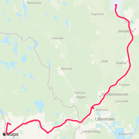 Flybussen Radiumhospitalet via Økern-Storo-Tåsen map