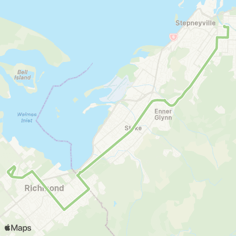 eBus Richmond - Nelson via Waimea Road map