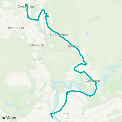 Newport Bus Friars Walk 9 - Cwmbran Bus Sta Stand H map