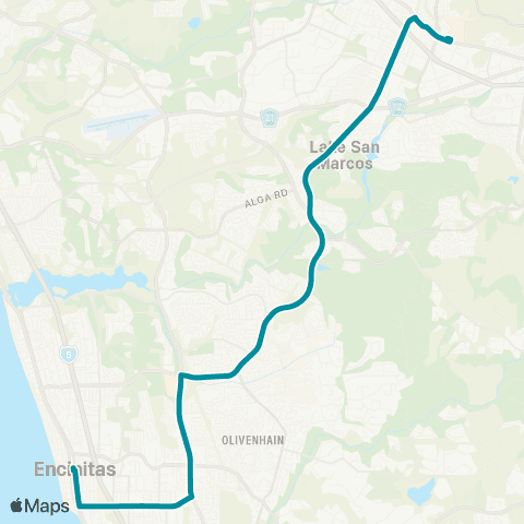 NCTD Encinitas - Palomar College map