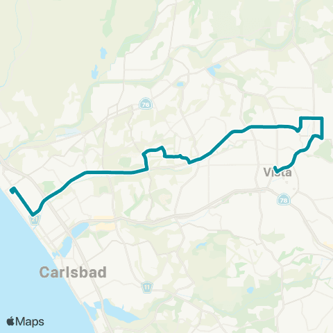 NCTD Oceanside TC - Vista TC via Oceanside Blvd map