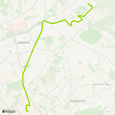 Nottingham City Transport Turning Circle - Parliament Street map