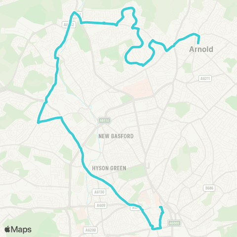 Nottingham City Transport Maid Marian Way - Bulwell Bus Station map