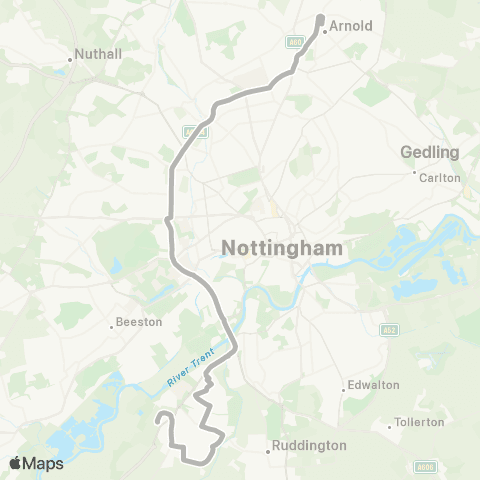 Nottingham City Transport Hartness Road - Qmc Forecourt map