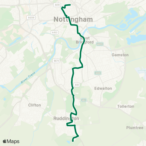 Nottingham City Transport Victoria Centre - The Green map
