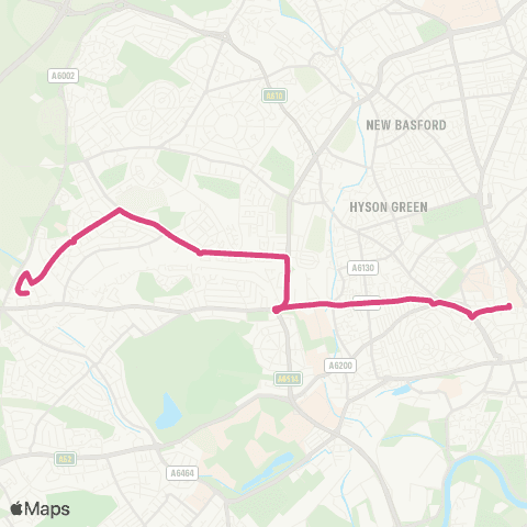 Nottingham City Transport Victoria Centre - Stotfield Rd Terminus map