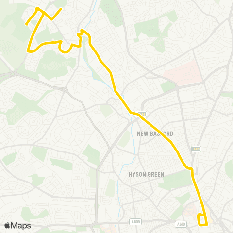 Nottingham City Transport Victoria Centre - Rowan Gardens map
