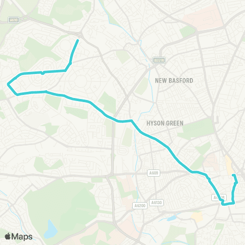 Nottingham City Transport Maid Marian Way - Walbrook Close map