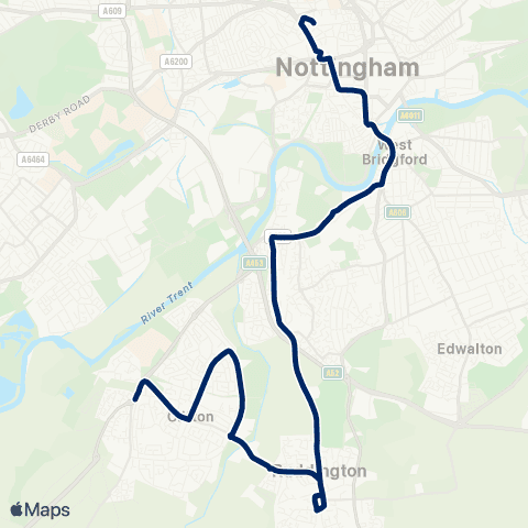 Nottingham City Transport Beastmarket Hill - Crusader Island map