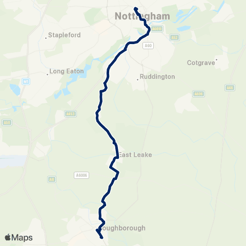 Nottingham City Transport Baxter Gate - Beastmarket Hill map
