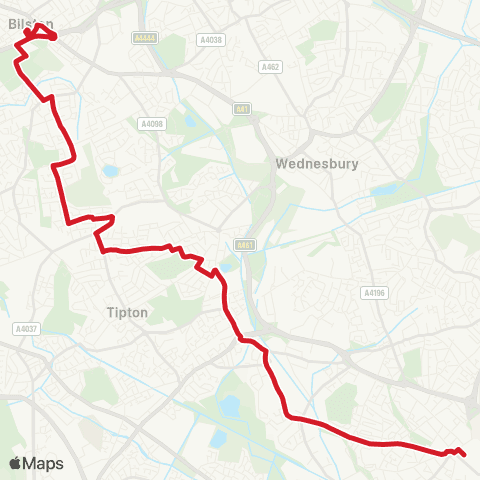 National Express West Midlands W Bromwich Bus Sta - Bilston Bus Sta map