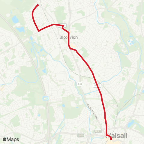 National Express West Midlands Tintern Crescent - Walsall Bus Station map